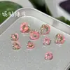 Pendientes Redondos de Zirconia Bicolor Wuzhou con Corazones y Flechas, Color Innovador Degradado, Diamante Suelto para DIY, Piedra Principal