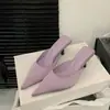 Sandalias de dedo de tacón medio puntiagudas nuevo estilo 2026 sexys para mujer, pantuflas de media caña, ropa exterior francesa para exteriores, zapatos de tacón fino para socialité, punta cerrada