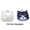 Accesorios de Joyería DIY Hechos a Mano Más Vendidos de Amazon Colgante de Cabeza de Gato de Aleación con Aceite Goteado Pulsera Collar Casero Venta al por Mayor