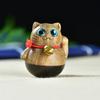 Jin Sinan Talla en Madera Gatito Vaso Adornos Pequeños Campana Gato Lindo Wen Jugar Mango Regalo