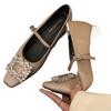 Zapatos de Tacón Alto para Mujer Estilo Francés con Hebilla de Pedrería, Nueva Colección Primavera y Otoño 2026, Zapatos de Tacón Grueso de una Sola Pieza, Zapatos Mary Jane de Punta Cuadrada para Mujer