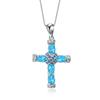 Colgante de platino con cruz de estilo europeo y americano de Amazon transfronterizo, collar de ópalo con diamantes, estilo ins, entrega de una sola pieza