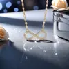 Bestseller Transfronteiriço: Colar Infinito Amor Símbolo do Infinito com Coração Torcido em Diamante, Colar Feminino Elegante e Versátil