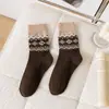 Calcetines de lana otoño e invierno Fair Isle engrosados cálidos muñeco de nieve árbol de Navidad retro de media pantorrilla calcetines holgados argyle Zhuji