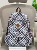 Nova Mochila Escolar Xadrez de Quatro Cores com Estampa de Estrela, Mochila Estilo Coreano, Mochila Grande Capacidade Estilo Floresta