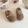 Zapatos de Peluche con Forro de Piel para Niñas 2026 Invierno Nuevos Cálidos Versátiles Zapatos de Princesa para Niños Suela Suave Cierre Mágico Zapatos Dobles de Algodón