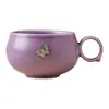 Juego de Taza y Platillo de Café Morado Lila con Decoración de Mariposas Hecho de Fábrica, Taza de Latte Exquisita de Gama Alta, Taza de Cerámica para Arte Latte, Taza para el Té de la Tarde