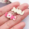 Día de San Valentín Copa de Vino Roja y Rosa con Forma de Corazón Accesorios para Joyería DIY Pendientes Pulsera Llavero Colgante de Aleación