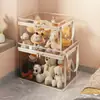 Contenedor de almacenamiento de peluches de gran capacidad y estilo, caja de almacenamiento de muñecas transparente a prueba de polvo para la sala de estar