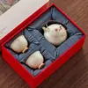 Set de Té Kung Fu de Cerámica Shuchun Fenlan Caja de Regalo Regalo de Cumpleaños Año Nuevo Día de San Valentín Recuerdo Vajilla de Té de Alta Gama Práctica