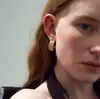 Pendientes con Textura Retro Cepillada, Pendientes de Media Luna Sencillos y de Moda Estilo Francés, Tachuelas Versátiles de Alta Gama y Elegantes