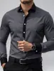 Camisa de Manga Larga Elástica Antiarrugas con Bloques de Color Casual de Negocios para Hombre de Amazon Transfronterizo Camisa de Otoño para Hombre