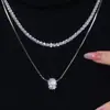 Collar de círculo doble apilado de circonita, elegante y lujoso, popular en línea, accesorio de colgante de nicho de alta gama