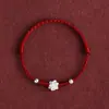 Pulsera Trenzada Roja de Anémona de Moda para Hombres y Mujeres, Mejores Amigos, Parejas, Año del Zodiaco Pulsera Trenzada Hecha a Mano Regalo