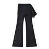Pantalones de Otoño e Invierno para Mujer, Nuevo Estilo de Blogger, Falsos de Dos Piezas, Bolsillo en la Cadera, Pierna Ancha, Micro-pantalones, Cintura Alta, para Cadera, Pilates, Yoga