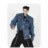 Diseño Irregular de Nicho Primavera y Otoño Hombrera Chaqueta de Mezclilla Gama Alta Punk Moderna Chaqueta Corta Hombre 2026 Moderna