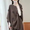 Otoño/Invierno 100% Seda Lana Flor Tridimensional Margarita Suéter Bufanda Chal Cardigan Tejido Capa Cubre