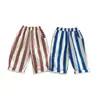 Calça Listrada Versátil Infantil Primavera e Outono Calça Casual Solta de Perna Reta para Meninos e Meninas Calça Longa Infantil de Algodão Classe A