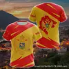 Patrón de Bandera y Escudo de Montenegro Impresión 3D Nueva Camiseta Casual Cruzada para Hombre Cuello Redondo Manga Corta Suministro