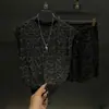 Conjunto de Shorts Masculino Casual Tendência de Luxo de Alta Qualidade Sem Mangas Rasgado com Lantejoulas Estampa de Leopardo Novo Verão 2026