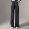 Pantalones de moda para mujer para otoño e invierno, que reducen la edad, de cintura alta, pierna ancha, con caída fluida, efecto adelgazante y tejido de punto suelto y cómodo.