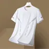 Camiseta de Manga Corta para Hombre, Marca de Moda, Ajuste Holgado de Verano, Manga de Tres Cuartos, Nuevo Modelo 2026, Estilo de Celebridad de Internet, Top Sencillo Estampado
