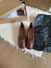 Sapatos de Bico Quadrado para Mulheres, Sapatos de Vovó, Novo Estilo Primavera e Outono, Sapatos Rasos Slip-On de Couro Macio, Sapatos Individuais Estilo Fada Original