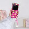 Para Samsung ZFlip Funda para Teléfono Plegable Cadena Colgante de Muñeca con Smiley Cubierta Trasera Zflip3/4 Funda Anticaída Cubierta Protectora