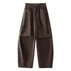 Calça cargo de outono nova, feita sob medida, multicolorida, fashion, casual, com corte preciso, tridimensional, em tecido confortável para mulheres, estilo esportivo de perna larga