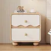 Mesita de noche para dormitorio en casa, mueble de noche infantil de madera maciza estilo crema subsidiado por el estado, pequeño armario de almacenamiento creativo
