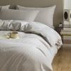 Juego de Cama de Cuatro Piezas de Algodón Puro Espesorado Cepillado Clase A de 60 Hilos, Juego de Sábana Plana y Sábana Ajustable con Jacquard Tridimensional Lavado de Lujo Ligero