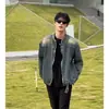 Jaqueta jeans vintage com gola alta para primavera e outono para homens, estilo japonês, lavada e desgastada, projetada para primavera e outono, adequada para casais, top retrô