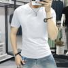 Marca de Moda Camiseta de Manga Corta para Hombre Explosivo 2025 Nueva Moda de Verano Casual Estampada Manga Media Cuello Redondo