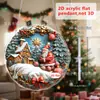 Castillo de Papá Noel Globo Colgante Acrílico Plano 2D Atmósfera Festiva Navideña Manualidades Colgantes