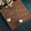 Aretes Largos Yanfeng de Palacio Vintage de Moda Nacional Borla Hoja de Arce Línea de Oreja Método Antiguo Oro Hetian Jade Hebilla Ping An Aretes de Pin para Oreja