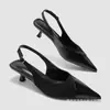 Zapatos de Tacón Alto de Punta Fina, Estilo Nuevo, Cómodos y Versátiles, con Correa Trasera y Sandalias de Punta Cerrada, Moda Transfronteriza Europea y Americana