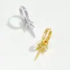Brincos de Argola em Prata de Lei S925 com Pequeno Pingente, Clássicos Vintage Versáteis para o Dia a Dia, Brincos de Zircônia, Atacado do Fabricante