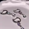 Pendientes de Aro Versátiles con Colgante de Gota de Agua Tachonados de Diamantes Brillantes de Nuevo Estilo para Doble Perforación, Pendientes Exquisitos, Pendientes de Clip Exquisitos, Pendientes de Lujo para Mujer