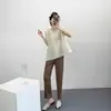 Top Irregular para Mujer, Diseño de Nicho de Alta Gama para Verano, Estilo Issey Miyake, Camiseta de Manga Corta Holgada Adelgazante Plisada de Alta Calidad
