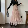 Falda de Malla Transfronteriza de Comercio Exterior para Mujer 2026 Otoño e Invierno Nuevo Estilo Falda de Pastel Irregular de Cintura Alta de Gasa Hinchada Larga