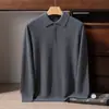 Suéter de hombre 100% cachemir con cuello camisero, capa base de punto, mangas largas, nueva camiseta POLO de otoño e invierno, versátil para negocios