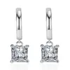 Pendientes de temperamento simple con circonitas cuadradas, pendientes de diamantes cuadrados europeos y americanos, pendientes geométricos, pendientes al por mayor
