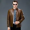 Liquidación Venta Haining Chaqueta de Cuero para Hombre de Mediana Edad Textura Genuina de Piel de Oveja Chaqueta Abrigo de Cuero para Papá de Mediana Edad