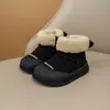 Botas de nieve para niños, zapatos de algodón para niñas, botas de algodón de invierno engrosadas y forradas de felpa para niños, zapatos para niños, zapatos cálidos para caminar para bebés