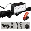 Luz de Bicicleta de Alto Brillo para Ciclismo Nocturno, Estilo Horizontal Abs Giratorio, Luz Frontal LED de 15 Leds con Haz Alto y Bajo, Rojo y Azul con Bocina