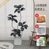 Planta Artificial Verde Grande Black Diamond Árbol de Goma Planta en Maceta de Interior para Sala de Estar Decoración de Planta de Árbol Imitación de Lujo Ligero de Gama Alta