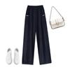 Pantalones de pierna ancha de algodón y lino para mujer, estilo fino de verano, nuevo modelo 2026, holgados casuales de cintura alta, para madres de mediana edad, pantalones de pierna recta cropped