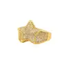 Anel de hip-hop transfronteiriço com estrela de cinco pontas totalmente cravejado em diamante, cobre banhado a ouro, moda de rua europeia e americana, anel Joker masculino moderno, atacado