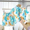 Camisas Nuevas de Verano Estilo Hong Kong para Niños, Camisas y Conjuntos para Niños, Ropa de Playa de Manga Corta Estilo Chino de Moda al por Mayor