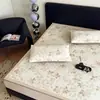 2026 Nuevo Modelo Grado A Polietileno Serie de Plantas Verdes Jacquard Enfriamiento Alfombrilla Suave 90*200cm Juego de Dos Piezas